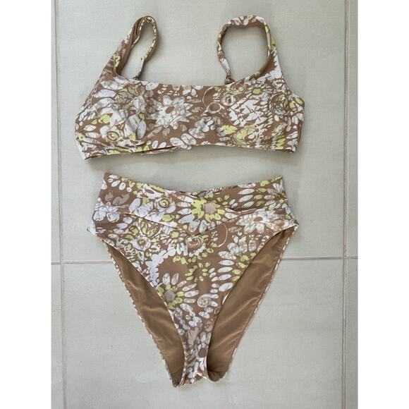 Aerie Swim Bikini Swimsuit High Waist Cheeky Print Swimwear - Picture 1 of 10